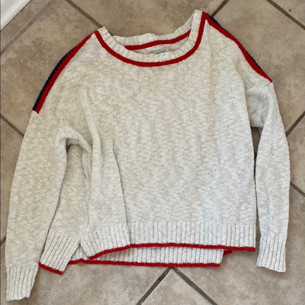 Women's White and Red Sweater